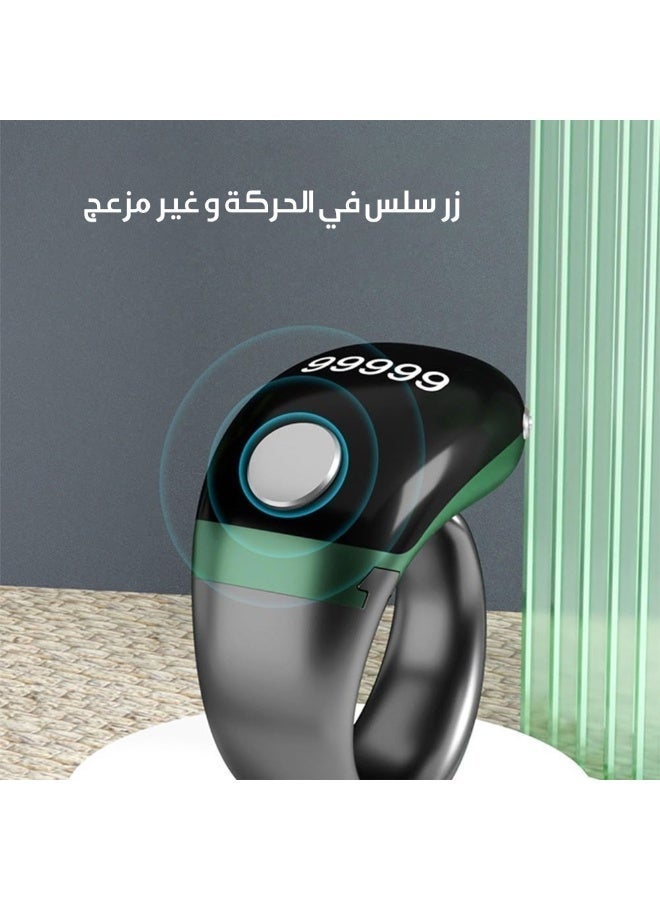 تسبيح خاتم تسبيح ذكي DX3609 – عداد رقمي ذكي حتى 99,999 – شاشة OLED – تذكير الصلاة 5 مرات – بطارية تدوم 3–7 أيام – مقاوم للماء بمعيار IP67– متوفر بأحجام متعددة - Image 3